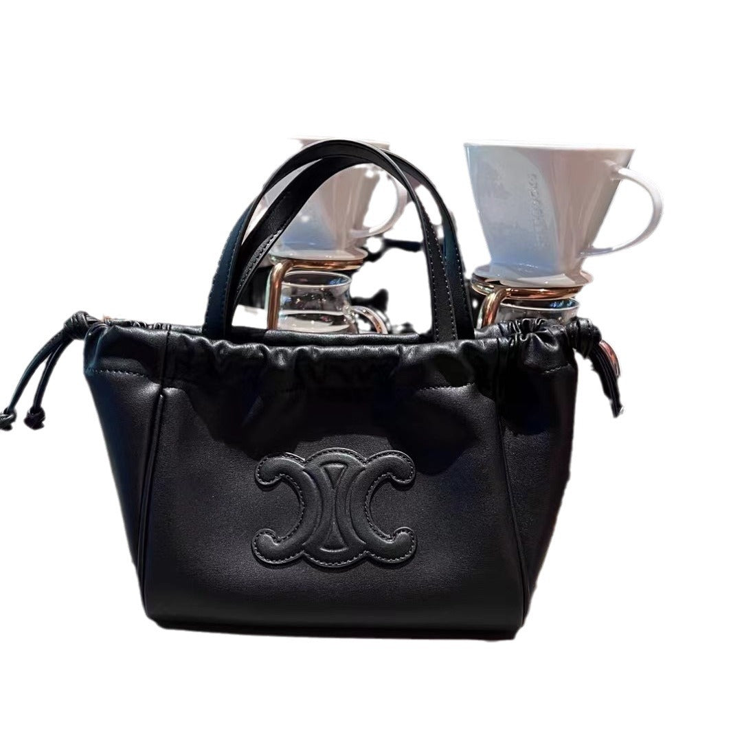 Vintage Cowhide Arch Tote Bag Women Shoulder Handbag Crossbody