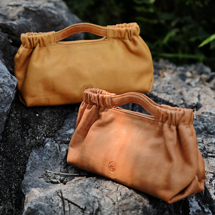 Women’s Full-Grain Leather Shoulder Bag – Cloud Shaped Soft Handbag