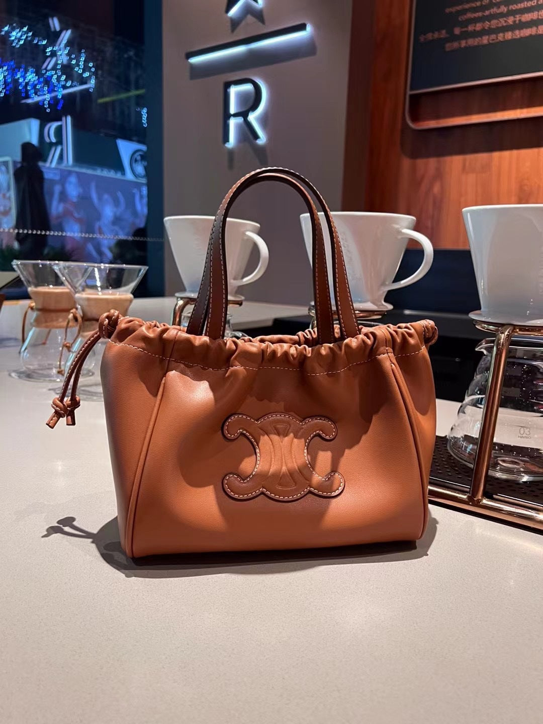 Vintage Cowhide Arch Tote Bag Women Shoulder Handbag Crossbody