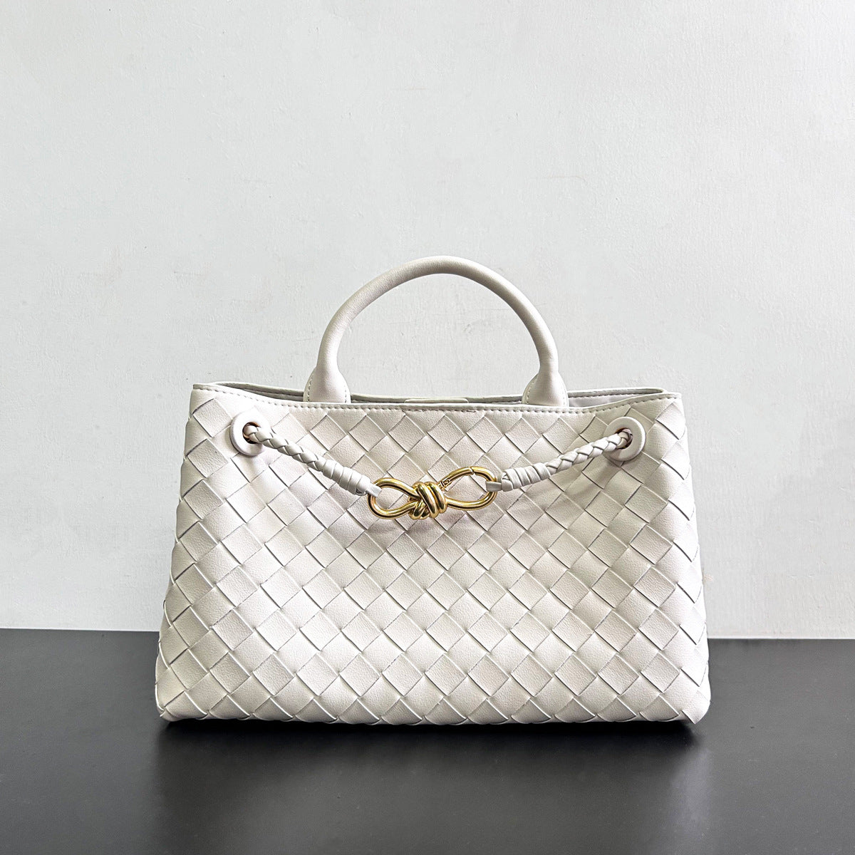 Women’s Woven Genuine Leather Handbag – Cowhide Shoulder Bag