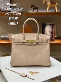 Ostrich Pattern Cowhide Leather Handbag for Women