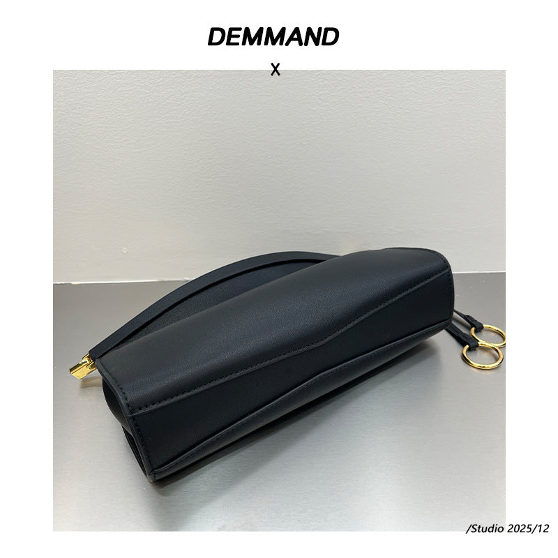 Minimalist Cowhide Leather Shoulder Bag – Square Handbag