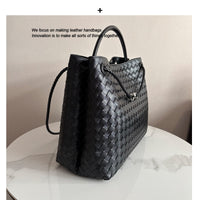 Large Woven Cowhide Leather Tote Bag
