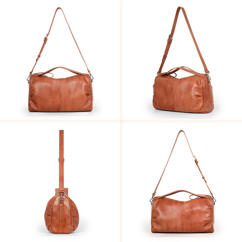 Women’s Genuine Leather Shoulder Bag – Vintage Folded Design