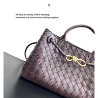 Women’s Woven Genuine Leather Handbag – Cowhide Shoulder Bag