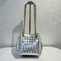 Women’s Handwoven Leather Chain Bag – Parachute Crossbody & Shoulder