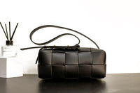 Women’s Woven Leather Waist Bag – Small Crossbody Chest Bag