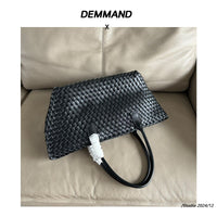 Woven Leather Tote Bag Large Capacity Shopping Shoulder Bag