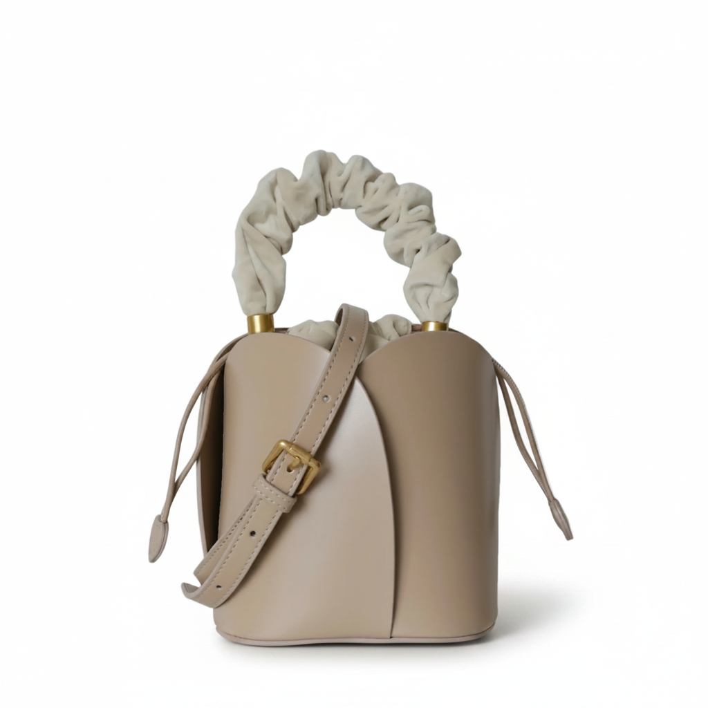 Leather Mini Bucket Bag – Drawstring Shoulder & Crossbody