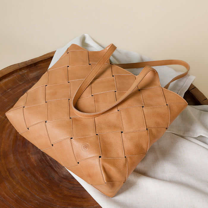 Genuine Leather Tote Bag – Large Capacity Shoulder & Handbag