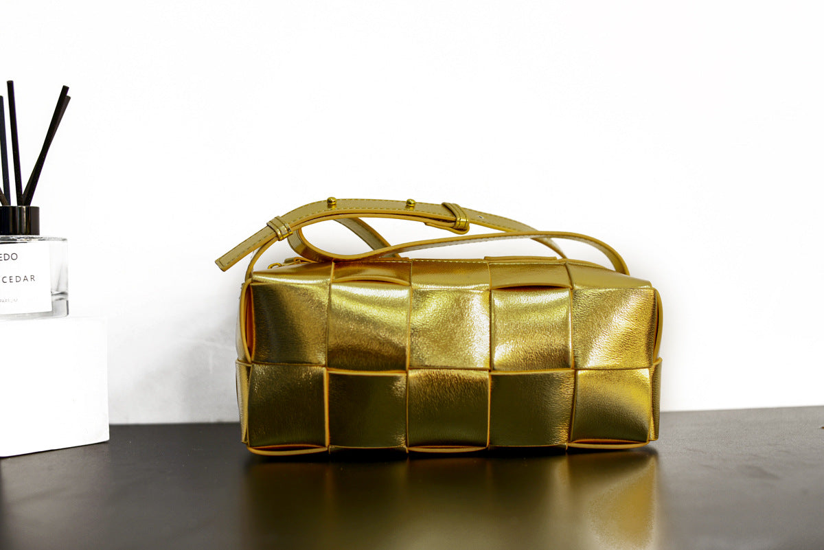 Women’s Woven Leather Waist Bag – Small Crossbody Chest Bag