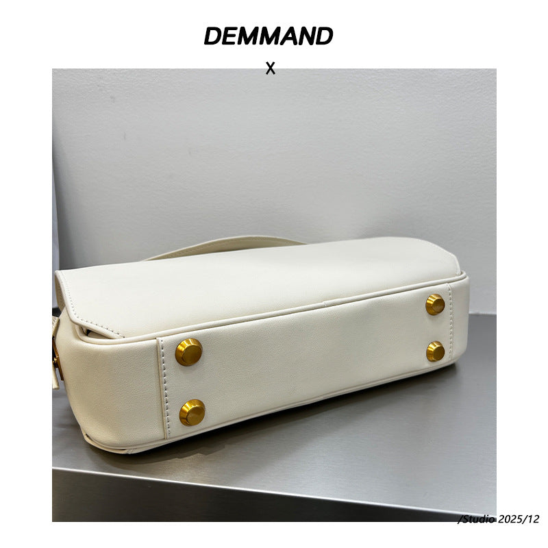 Top-Grain Leather Pillow Tote with Lock Closure