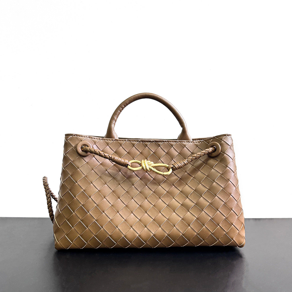 Women’s Woven Genuine Leather Handbag – Cowhide Shoulder Bag