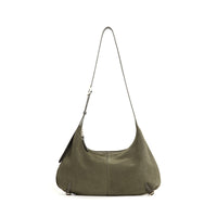 Women’s Frosted Leather Crescent Bag – Genuine Leather Hobo Shoulder Bag