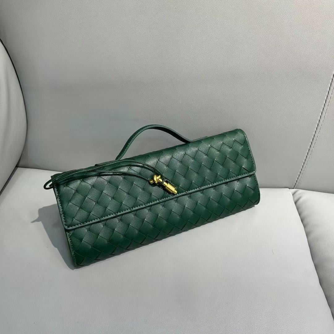 Elegant Woven Cowhide Leather Evening Bag – Shoulder & Handbag