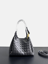 Women’s Woven Leather Bucket Bag – Soft Genuine Cowhide