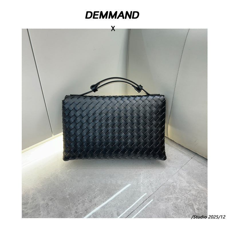 Woven Leather Box Bag – Women Top Handle Crossbody Handbag