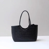 Woven Cowhide Leather Basket Bag – Shoulder & Handbag