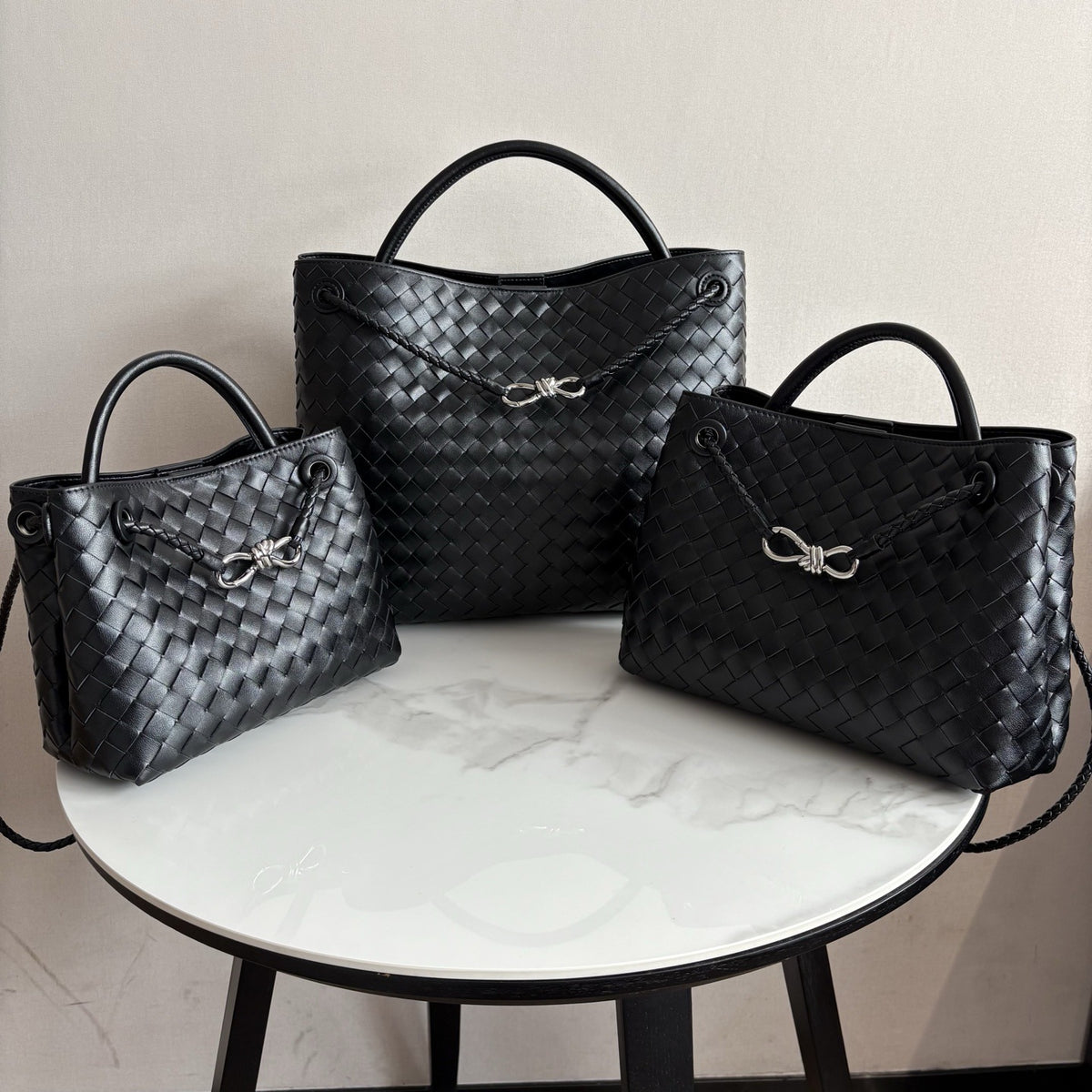 Large Woven Cowhide Leather Tote Bag