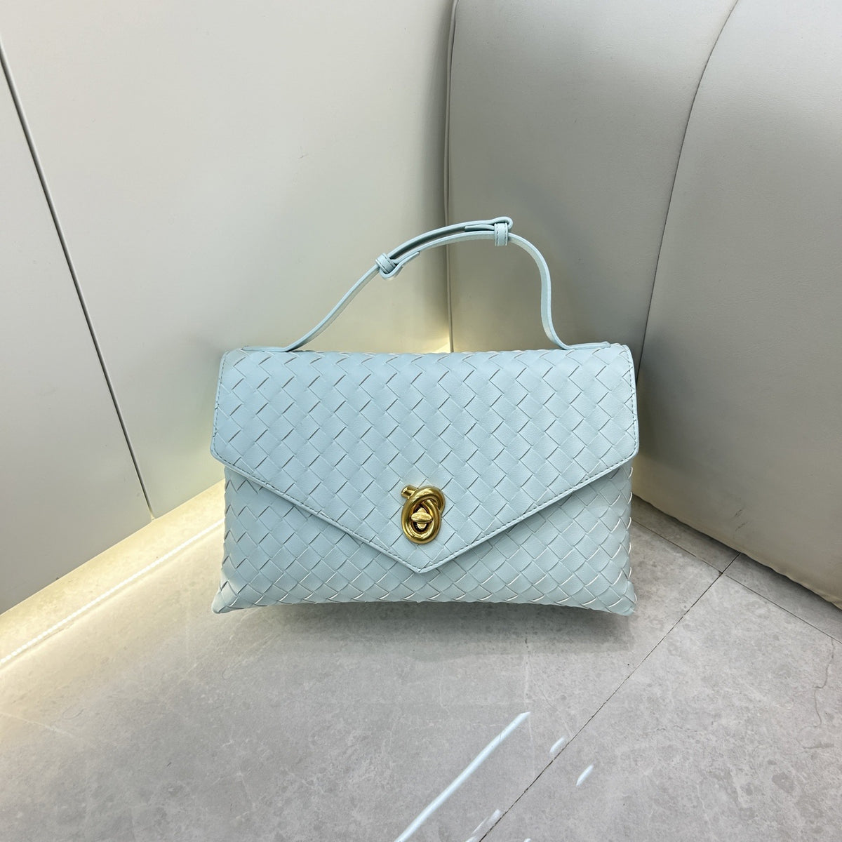 Woven Leather Box Bag – Women Top Handle Crossbody Handbag