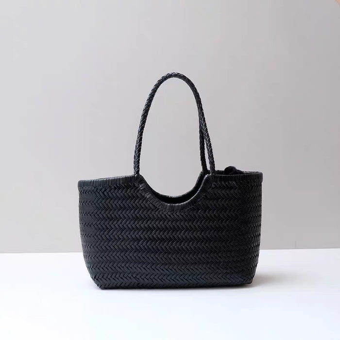 Woven Cowhide Leather Basket Bag – Shoulder & Handbag