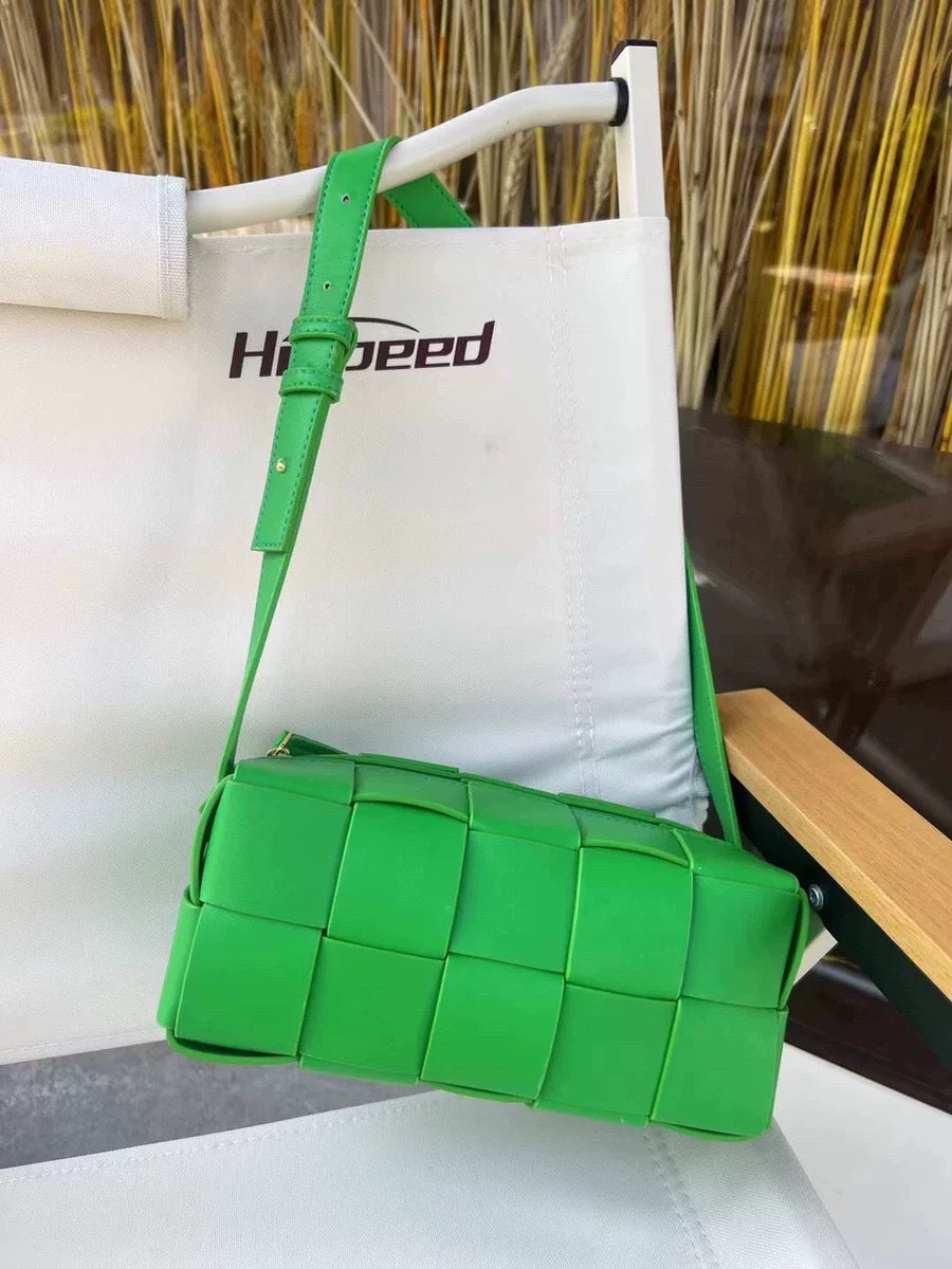 Women’s Woven Leather Waist Bag – Small Crossbody Chest Bag