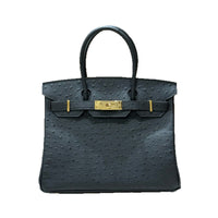 Ostrich Pattern Cowhide Leather Handbag for Women