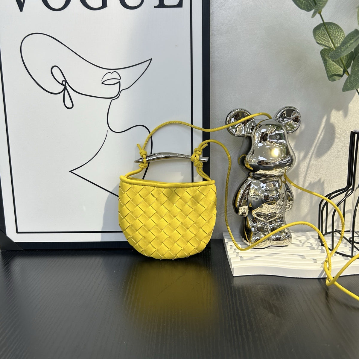 Top-Grain Cowhide Woven Mini Shoulder Bag Crossbody