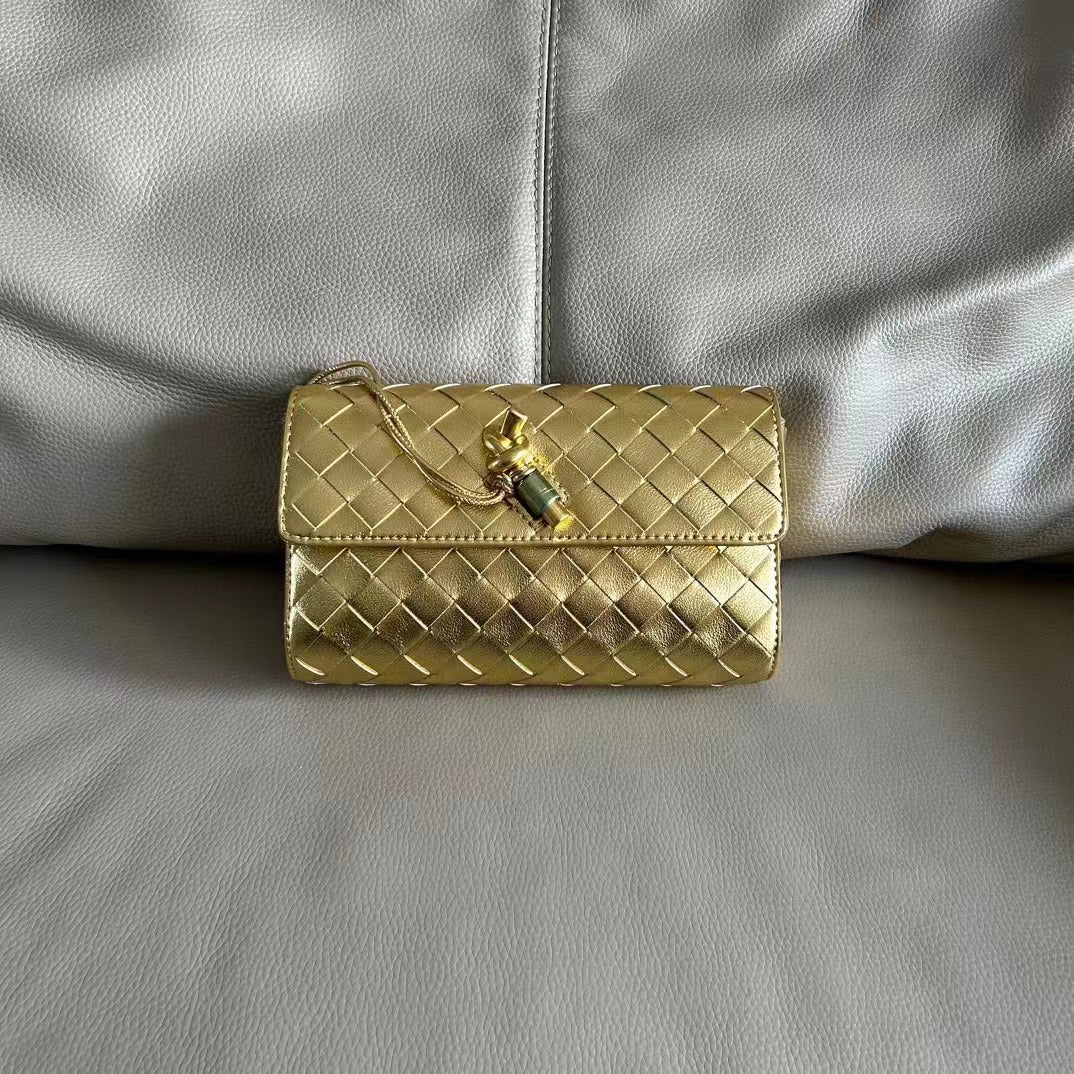 Premium Cowhide Leather Woven Mini Shoulder Bag – Crossbody & Handbag