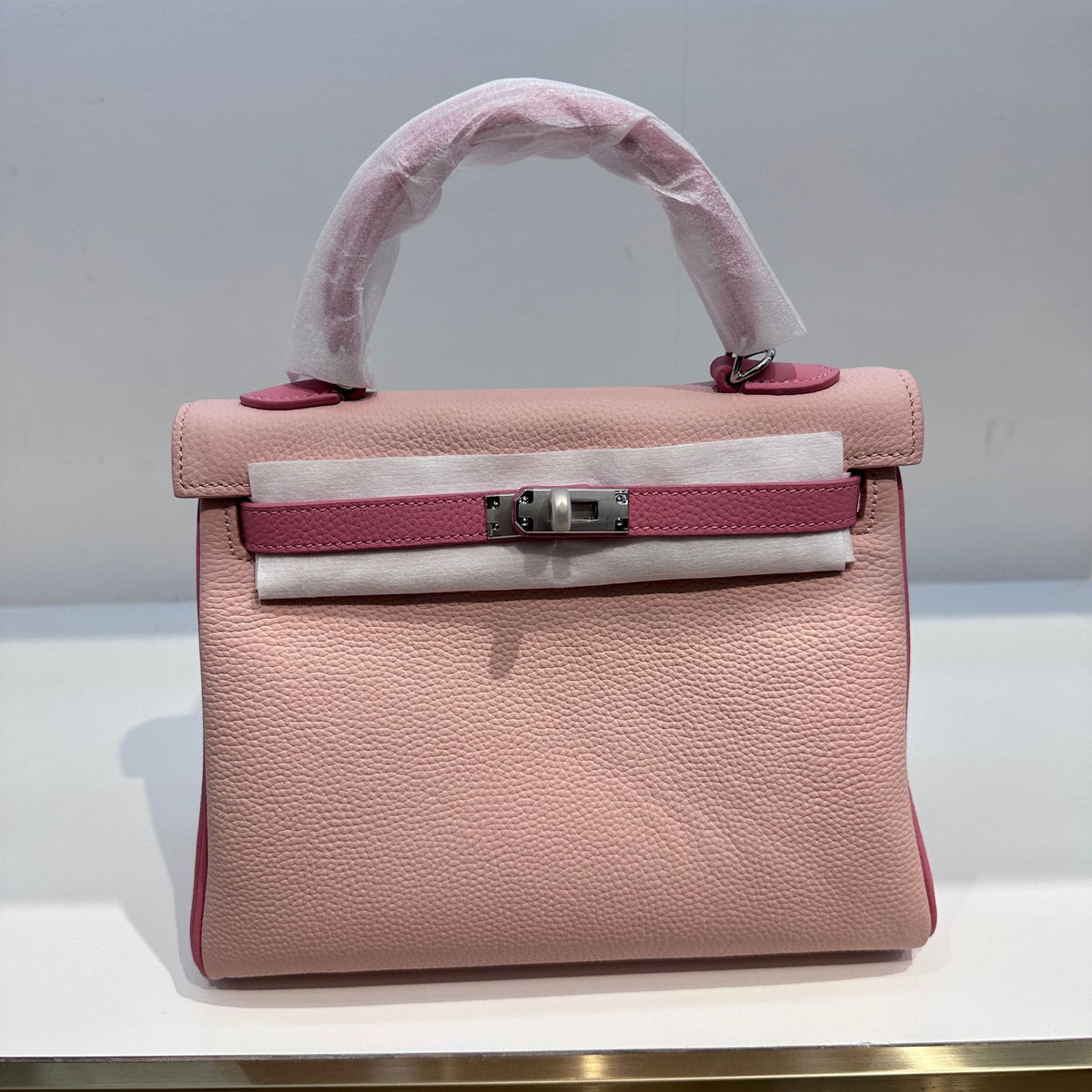 Women’s Lychee Grain Leather Mini Bag – Silver Buckle Shoulder & Crossbody