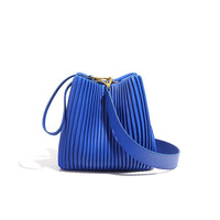 Women’s Ruched Leather Bucket Bag – Shoulder, Handbag & Crossbody