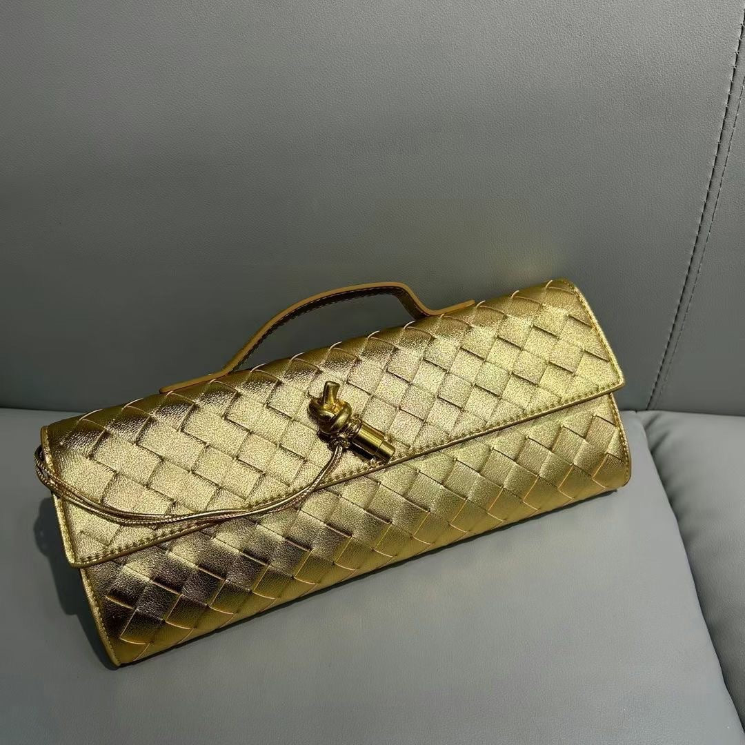 Elegant Woven Cowhide Leather Evening Bag – Shoulder & Handbag