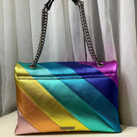 Women’s Color Block Leather Shoulder Bag – Trendy Underarm Crossbody Handbag