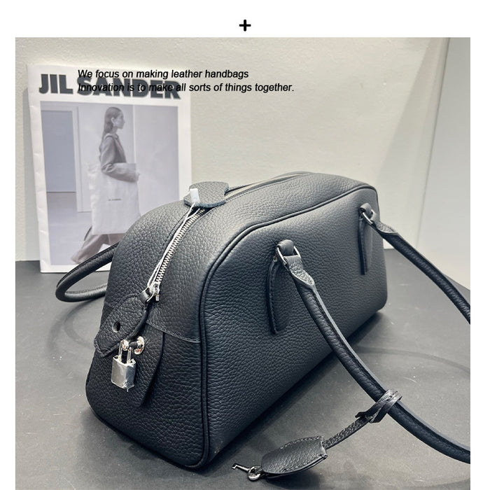 Minimalist Vintage Leather Bucket Shoulder Bag for Women