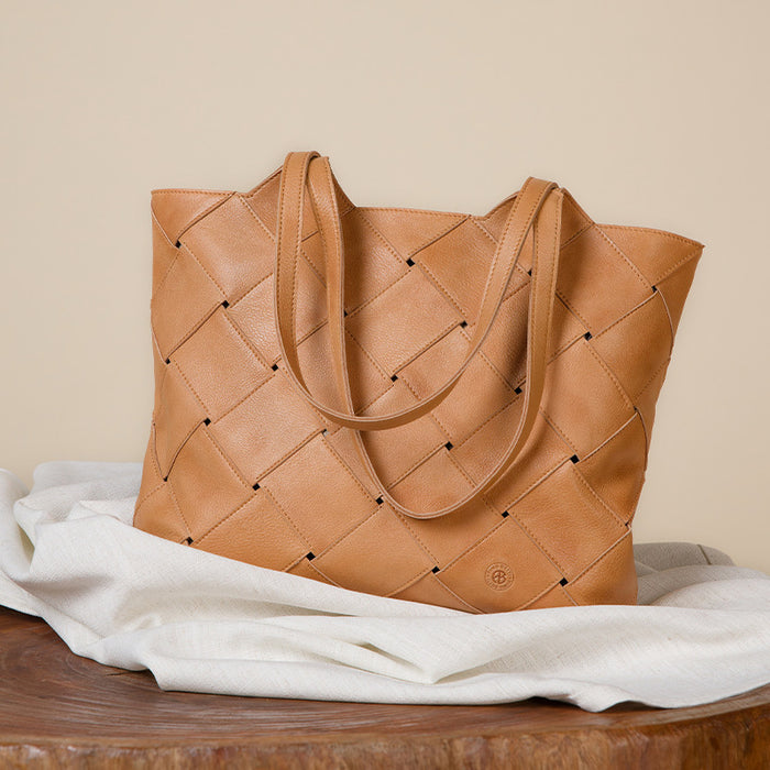 Genuine Leather Tote Bag – Large Capacity Shoulder & Handbag