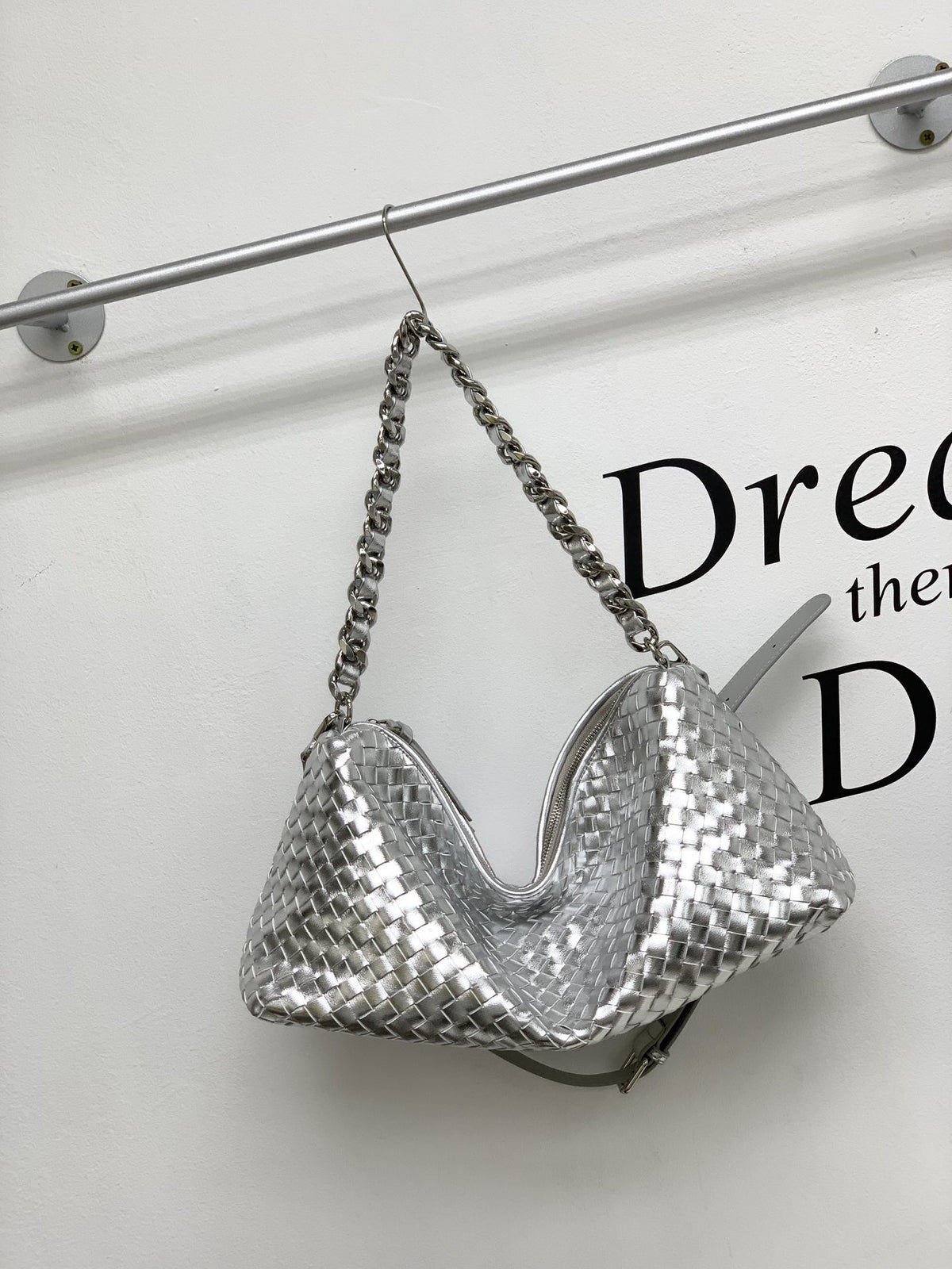 Woven Cowhide Leather Shoulder Bag – Large Capacity Tote