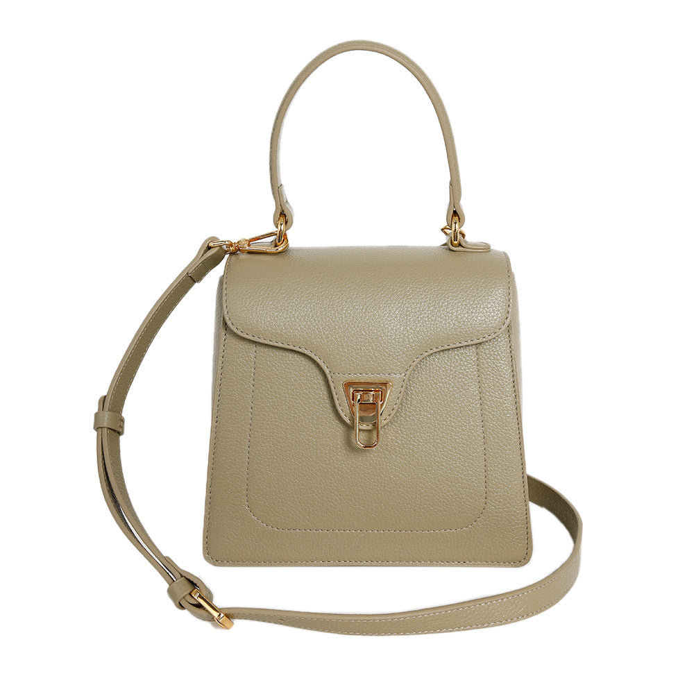 Genuine Leather Shoulder Bag – Vintage Nubuck Small Square Handbag