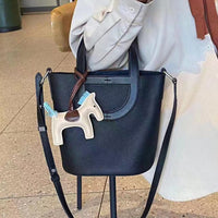 Women’s Genuine Leather Bucket Bag – Large Capacity Shoulder Handbag