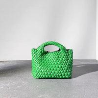 Women’s Leather Mini Woven Bucket Bag – Handbag, Shoulder & Crossbody