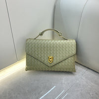 Woven Leather Box Bag – Women Top Handle Crossbody Handbag