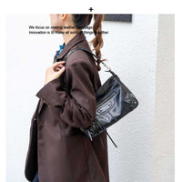 Vintage Studded Cowhide Leather Handbag