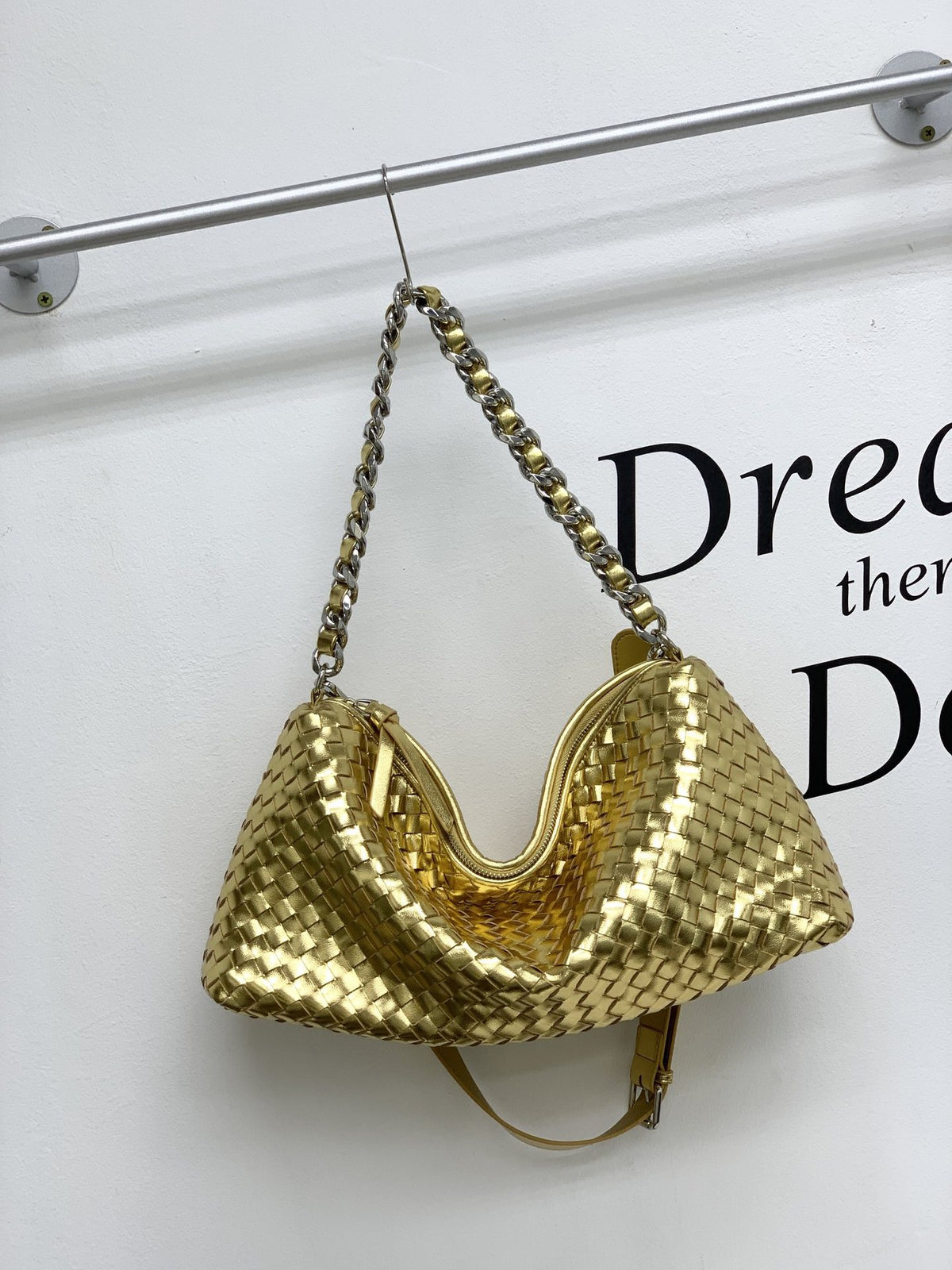 Woven Cowhide Leather Shoulder Bag – Large Capacity Tote