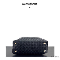 Woven Leather Pillow Tote Bag