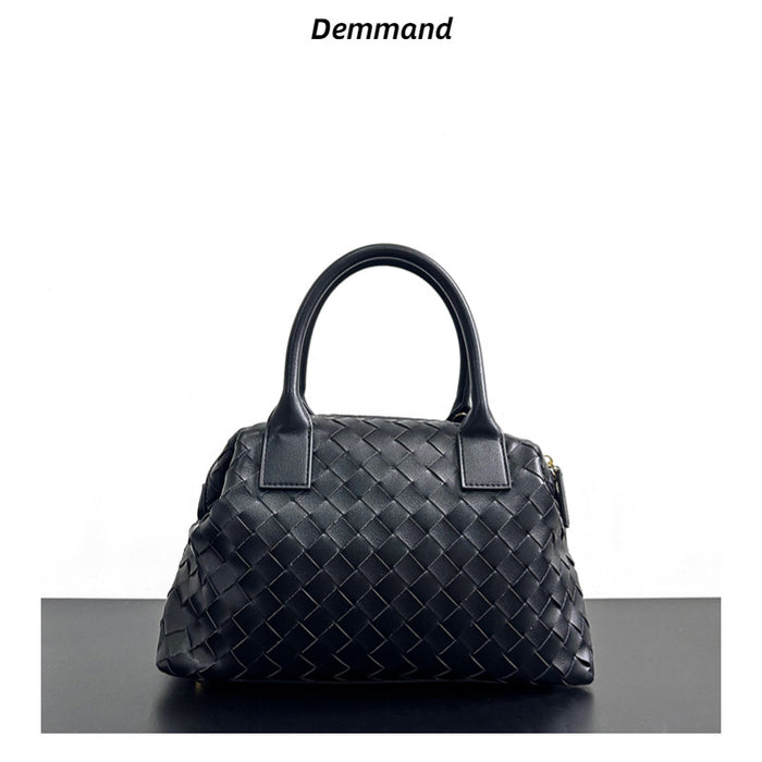 Woven Leather Pillow Tote Bag