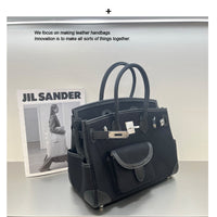 Women’s Canvas & Leather Tote Bag – Structured Crossbody Handbag