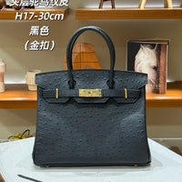 Ostrich Pattern Cowhide Leather Handbag for Women