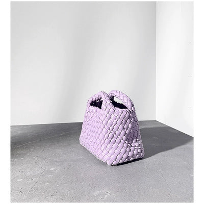 Women’s Leather Mini Woven Bucket Bag – Handbag, Shoulder & Crossbody