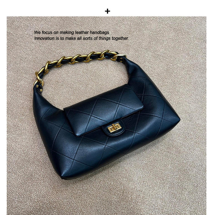 Large Leather Chain Shoulder Bag Women Crossbody Handbag