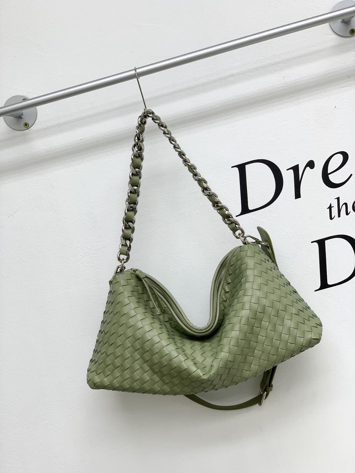 Woven Cowhide Leather Shoulder Bag – Large Capacity Tote