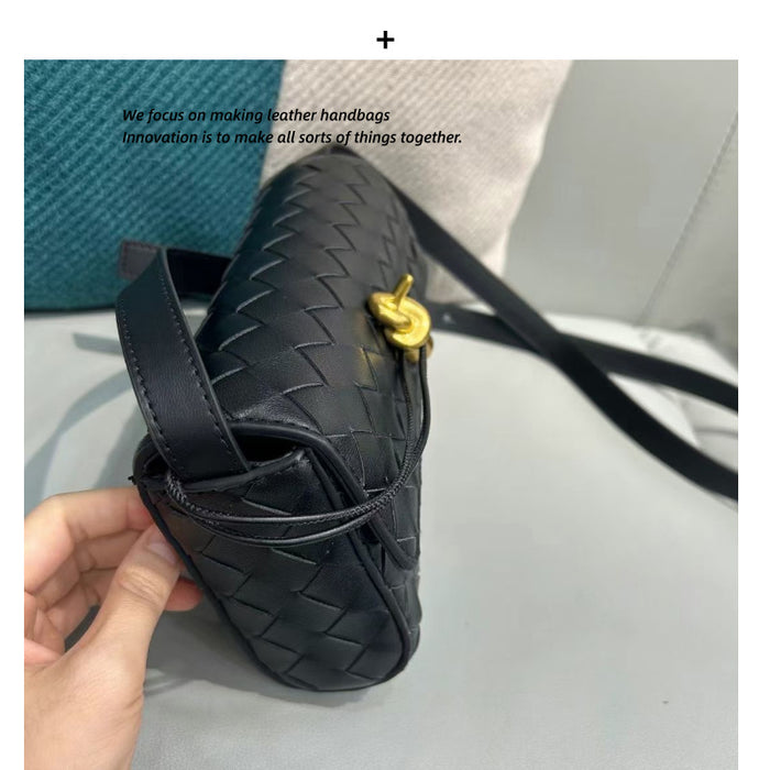 Premium Cowhide Leather Woven Mini Shoulder Bag – Crossbody & Handbag